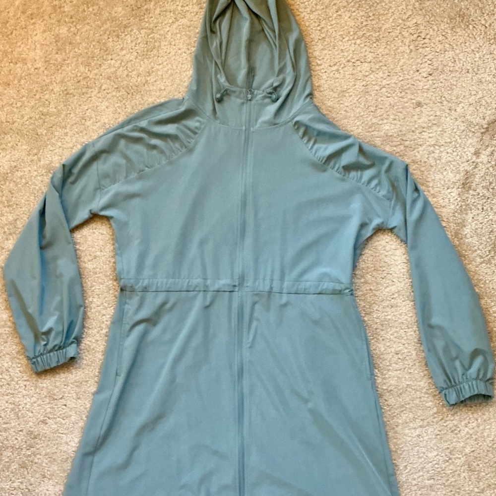 Zella Women Hooded Teal light long Sports Jacket (S)